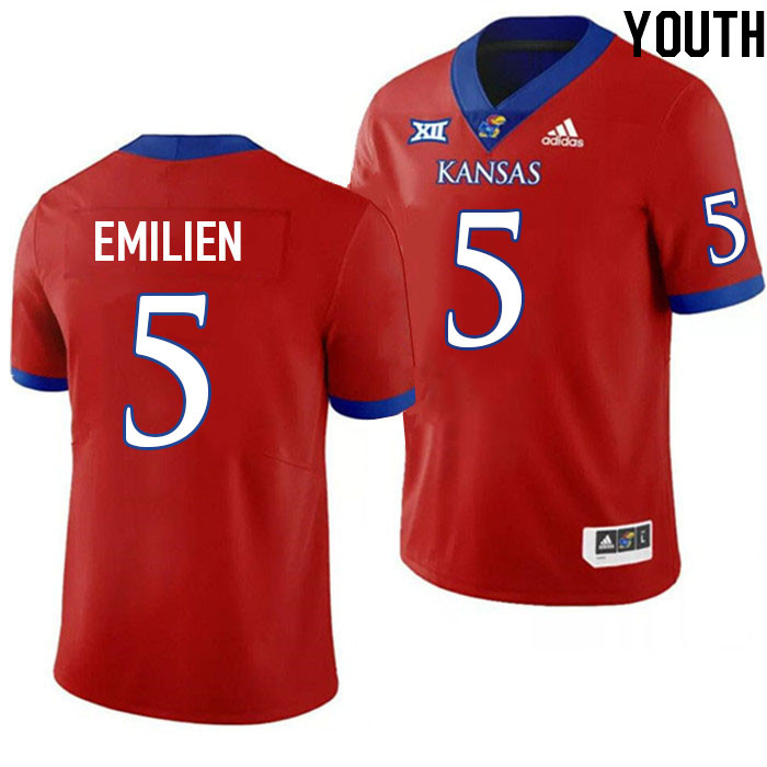 Youth #5 Doug Emilien Kansas Jayhawks College Football Jerseys Stitched Sale-Red